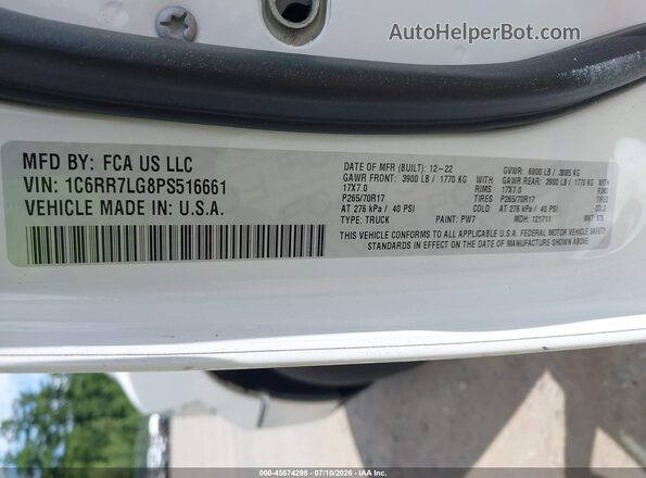 1C6RR7LG8PS516661 2023 RAM 1500 CLASSIC White Engine compartment view