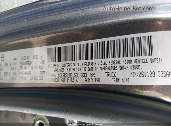 1C6RR7LM3JS338333 2018 RAM 1500 Gray Engine compartment view