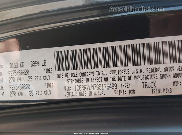 1C6RR7LM7GS175498 2016 RAM 1500 Black Engine compartment view