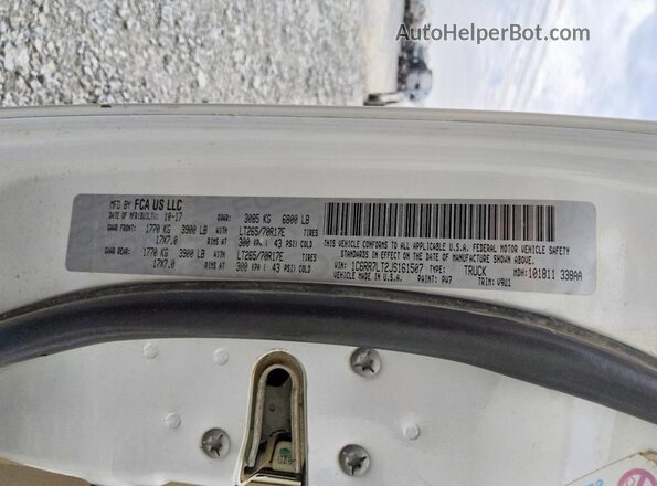 1C6RR7LT2JS161507 2018 RAM 1500 White Вид підкапотного простору