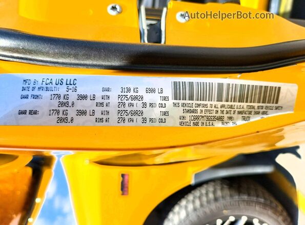 1C6RR7MT9GS354082 2016 RAM 1500 Желтый Вид подкапотного пространства