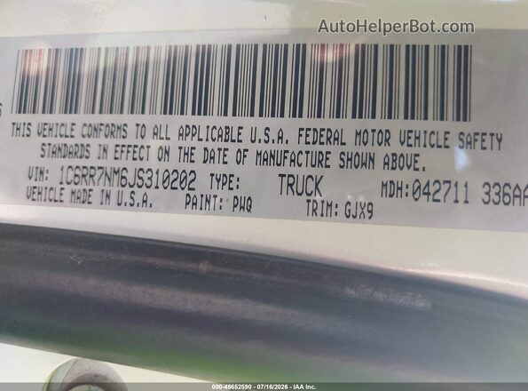 1C6RR7NM6JS310202 2018 RAM 1500 White Engine compartment view
