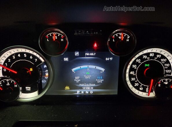 1C6RR7NT0GS271901 2016 RAM 1500 Gray Widok zestawu wskaźników