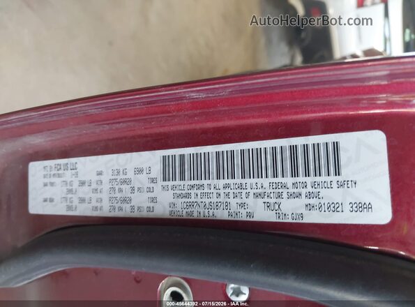 1C6RR7NT0JS187181 2018 RAM 1500 Maroon Շարժիչի բաժամունքի տեսք