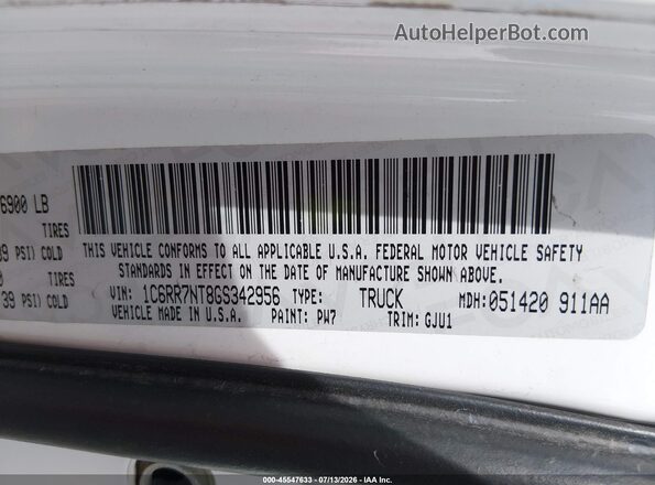 1C6RR7NT8GS342956 2016 RAM 1500 White Շարժիչի բաժամունքի տեսք