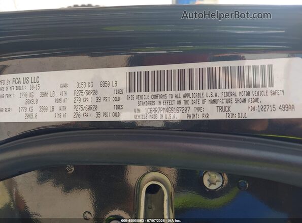 1C6RR7PM4GS167207 2016 RAM 1500 Black Vista del compartimento del motor