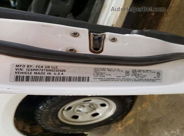 1C6RR7ST6NS232425 2022 RAM 1500 White Вид підкапотного простору