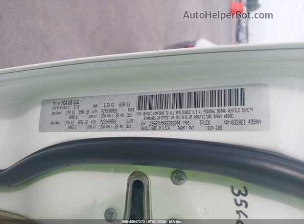 1C6RR7VMXGS309904 2016 RAM 1500 White Widok komory silnika