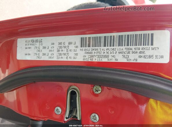 1C6RR7YT3GS259589 2016 RAM 1500 Red Շարժիչի բաժամունքի տեսք