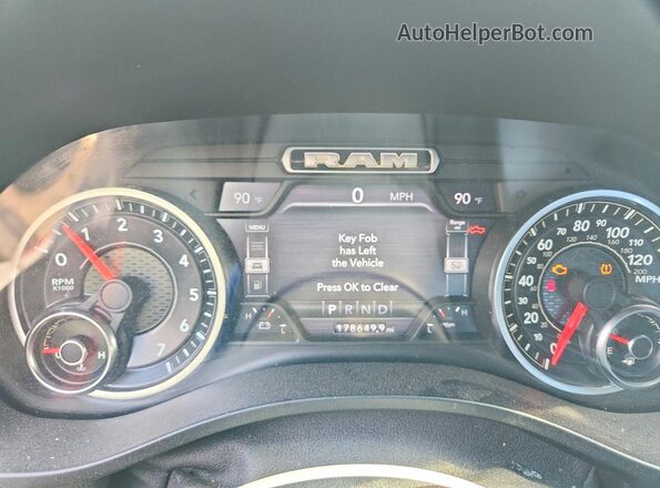 1C6RREBT7KN761302 2019 RAM 1500 White Instrument cluster view
