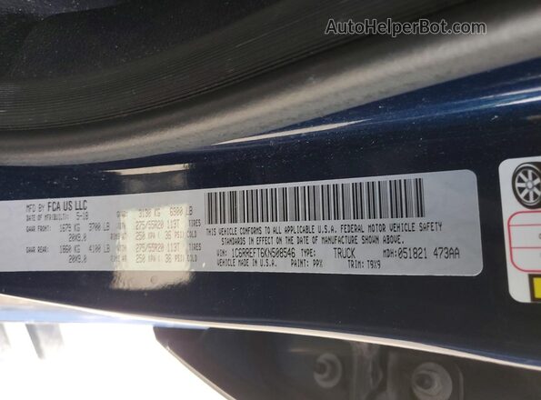 1C6RREFT6KN508546 2019 RAM 1500 Blue Vista del compartimento del motor