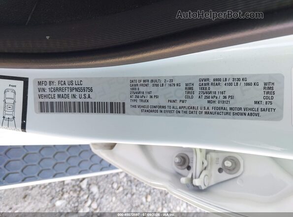 1C6RREFT9PN559756 2023 RAM 1500 Белый Вид подкапотного пространства