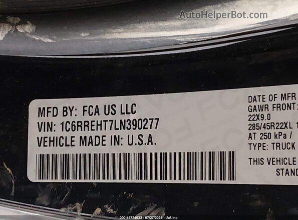 1C6RREHT7LN390277 2020 RAM 1500 Black Widok komory silnika