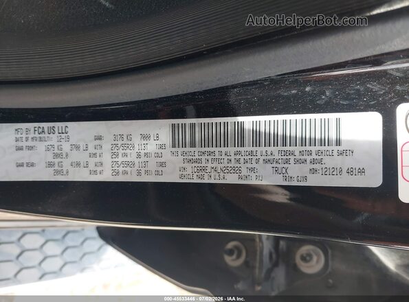 1C6RREJM4LN252926 2020 RAM 1500 Черный Вид подкапотного пространства