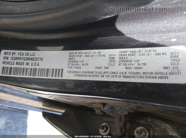1C6RRFFG0MN623770 2021 RAM 1500 Black Vista del compartimento del motor