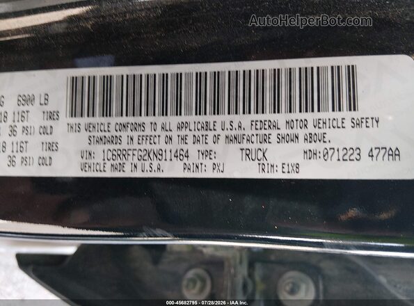 1C6RRFFG2KN911464 2019 RAM 1500 Черный Вид подкапотного пространства