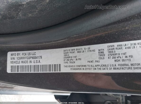 1C6RRFFG6PN664179 2023 RAM 1500 Gray Engine compartment view