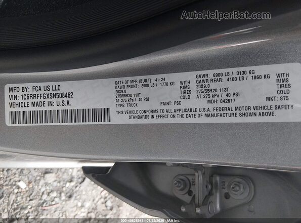 1C6RRFFGXSN508462 2025 RAM 1500 Silver Engine compartment view