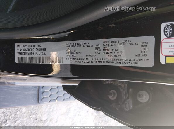 1C6SRECG1SN616016 2025 RAM 1500 Black Вид підкапотного простору