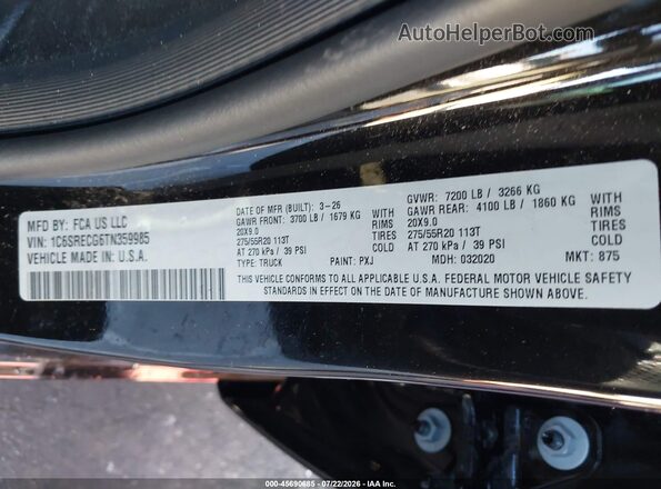 1C6SRECG6TN359985 2026 RAM 1500 Black ძრავის განყოფილების ხედი