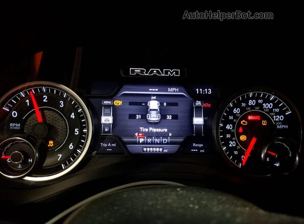 1C6SRFBT1KN656603 2019 RAM 1500 Charcoal Instrument cluster view