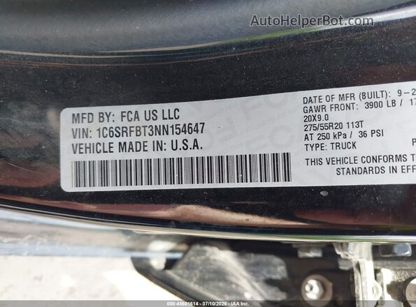 1C6SRFBT3NN154647 2022 RAM 1500 Черный Вид подкапотного пространства