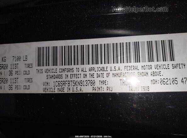 1C6SRFBT5KN913780 2019 RAM 1500 Black Engine compartment view