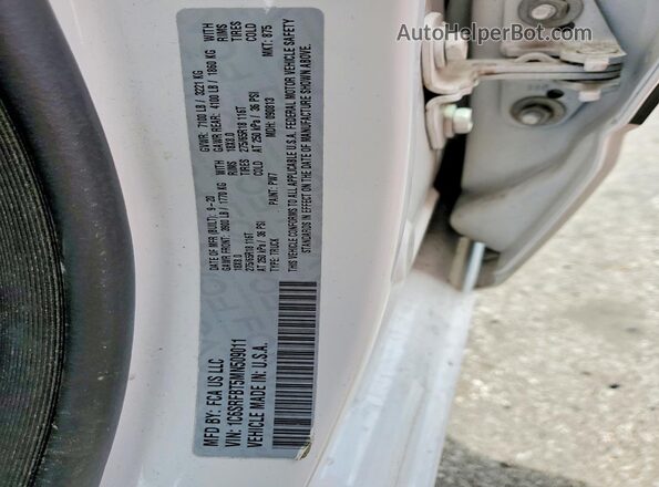 1C6SRFBT5MN509011 2021 RAM 1500 White Vista de la etiqueta del VIN