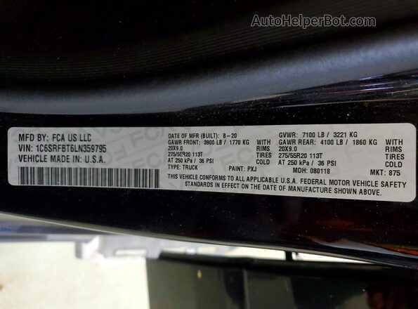 1C6SRFBT6LN359795 2020 RAM 1500 Black ძრავის განყოფილების ხედი