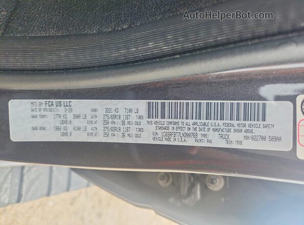 1C6SRFBT7LN300769 2020 RAM 1500 Charcoal Շարժիչի բաժամունքի տեսք