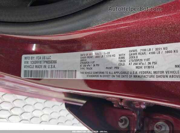 1C6SRFBT7PN556366 2023 RAM 1500 Бордовый Вид подкапотного пространства