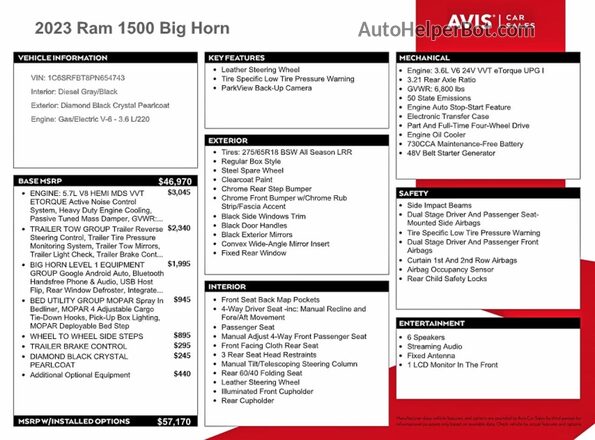 1C6SRFBT8PN654743 2023 RAM 1500 Burn Engine compartment view