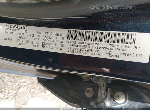 1C6SRFBTXKN800021 2019 RAM 1500 Dark Blue Вид подкапотного пространства