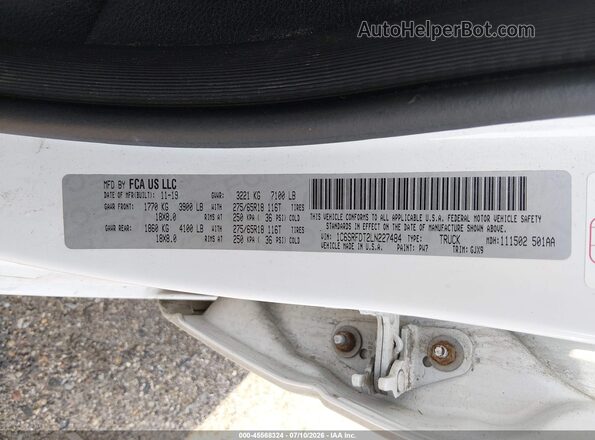 1C6SRFDT2LN227484 2020 RAM 1500 White Շարժիչի բաժամունքի տեսք
