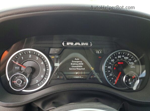 1C6SRFFP1SN625915 2025 RAM 1500 White Widok zestawu wskaźników