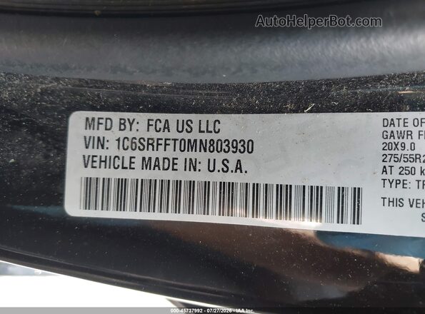 1C6SRFFT0MN803930 2021 RAM 1500 Black Вид підкапотного простору