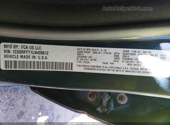 1C6SRFFT1LN409612 2020 RAM 1500 Blue Engine compartment view