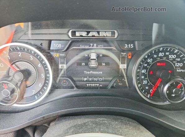 1C6SRFFT1MN555655 2021 RAM 1500 White Instrument cluster view