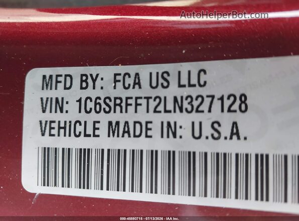 1C6SRFFT2LN327128 2020 RAM 1500 Maroon Widok komory silnika