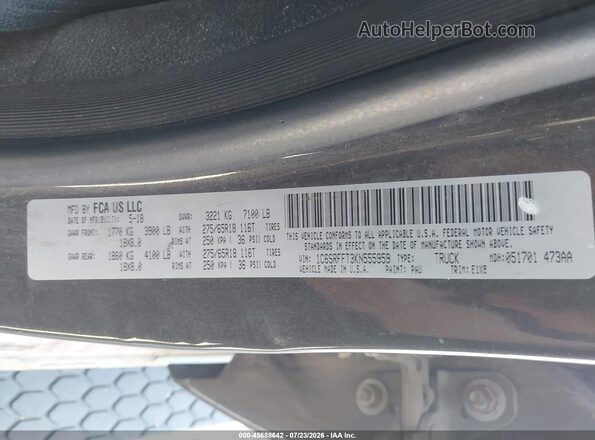 1C6SRFFT3KN555959 2019 RAM 1500 Gray Вид підкапотного простору