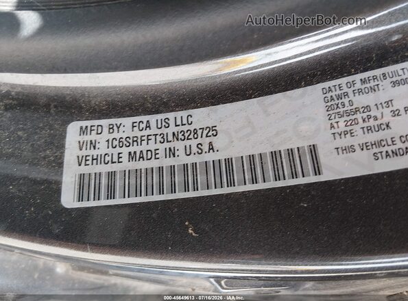 1C6SRFFT3LN328725 2020 RAM 1500 Gray Вид підкапотного простору