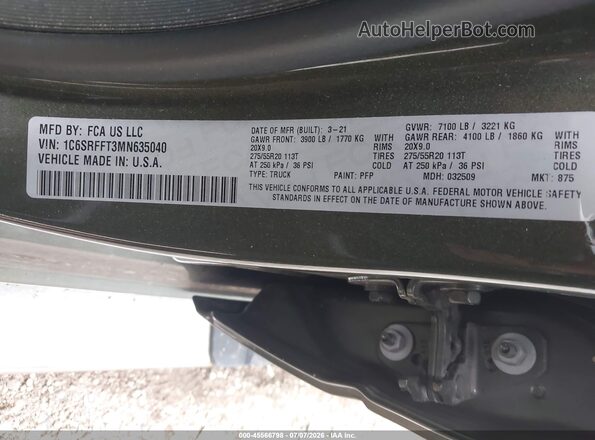 1C6SRFFT3MN635040 2021 RAM 1500 Серый Вид подкапотного пространства