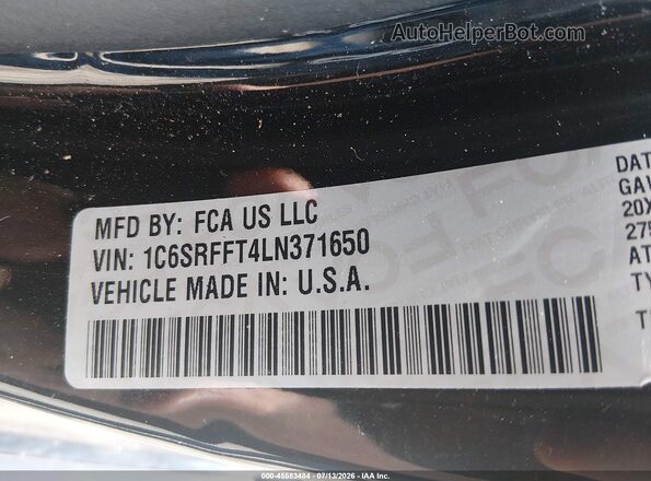 1C6SRFFT4LN371650 2020 RAM 1500 Black Շարժիչի բաժամունքի տեսք