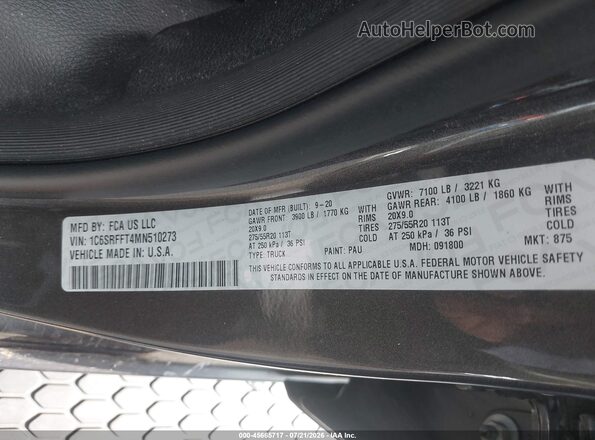 1C6SRFFT4MN510273 2021 RAM 1500 Gray Engine compartment view