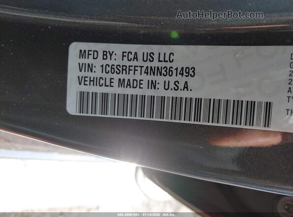 1C6SRFFT4NN361493 2022 RAM 1500 Gray Вид підкапотного простору