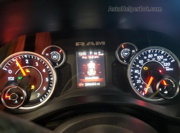 1C6SRFFT6KN784331 2019 RAM 1500 Red Instrument cluster view