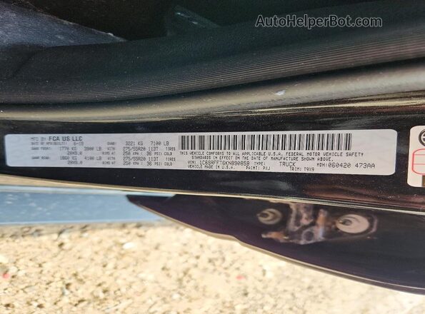 1C6SRFFT6KN890858 2019 RAM 1500 Black VIN կոդի պիտակի տեսք