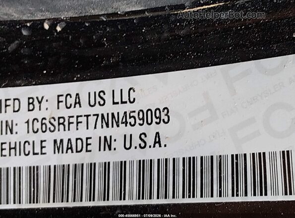 1C6SRFFT7NN459093 2022 RAM 1500 Black Շարժիչի բաժամունքի տեսք