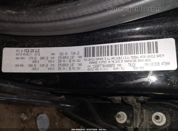1C6SRFFT8KN698972 2019 RAM 1500 Черный Вид подкапотного пространства