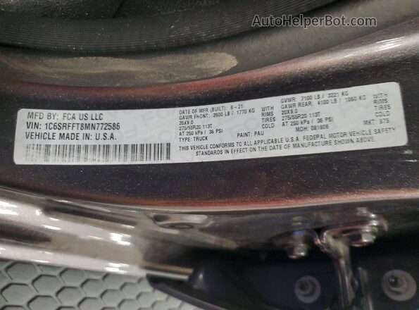 1C6SRFFT8MN772586 2021 RAM 1500 Gray Вид підкапотного простору